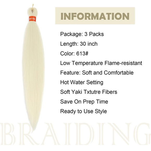 613# Pre Stretched Braiding Hair 30 Inch Box Braid Hair 3 Packs Yaki Texture - Picture 7 of 7